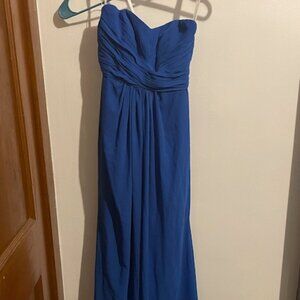 David's Bridal Strapless Chiffon Dress - Horizon Blue